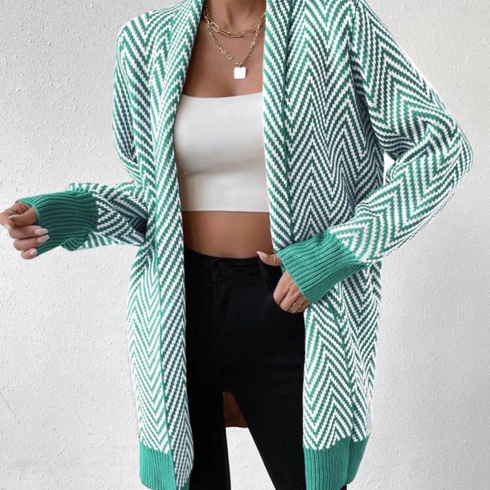 Green Chevron Women's Sweater